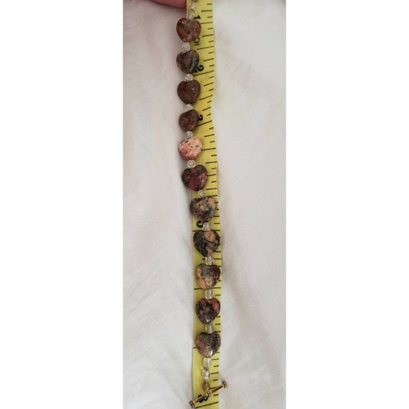 Natural untreated lodolite quartz hearts Bracelet 8" Length Metal Heart Clasp - Picture 6 of 6